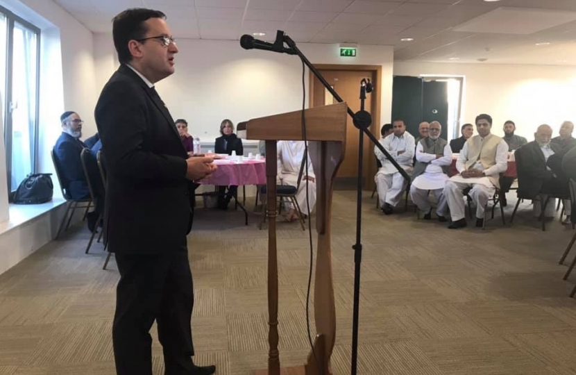 Councillor Paul Osborn speaking at Harrow Central Mosque