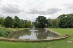 Pinner Memorial Park pond with water fountain